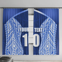 Custom Manu Samoa Rugby Window Curtain Polynesian Tattoo LT03 With Hooks Blue - Polynesian Pride