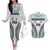 Custom Flying Fijians Rugby Couples Matching Off The Shoulder Long Sleeve Dress and Hawaiian Shirt Tapa Tribal Cloth LT03 White - Polynesian Pride