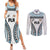 Custom Flying Fijians Rugby Couples Matching Summer Maxi Dress and Long Sleeve Button Shirt Tapa Tribal Cloth LT03 White - Polynesian Pride