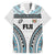 Custom Flying Fijians Rugby Family Matching Long Sleeve Bodycon Dress and Hawaiian Shirt Tapa Tribal Cloth LT03 Dad's Shirt - Short Sleeve White - Polynesian Pride