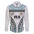 Custom Flying Fijians Rugby Family Matching Mermaid Dress and Hawaiian Shirt Tapa Tribal Cloth LT03 Dad's Shirt - Long Sleeve White - Polynesian Pride