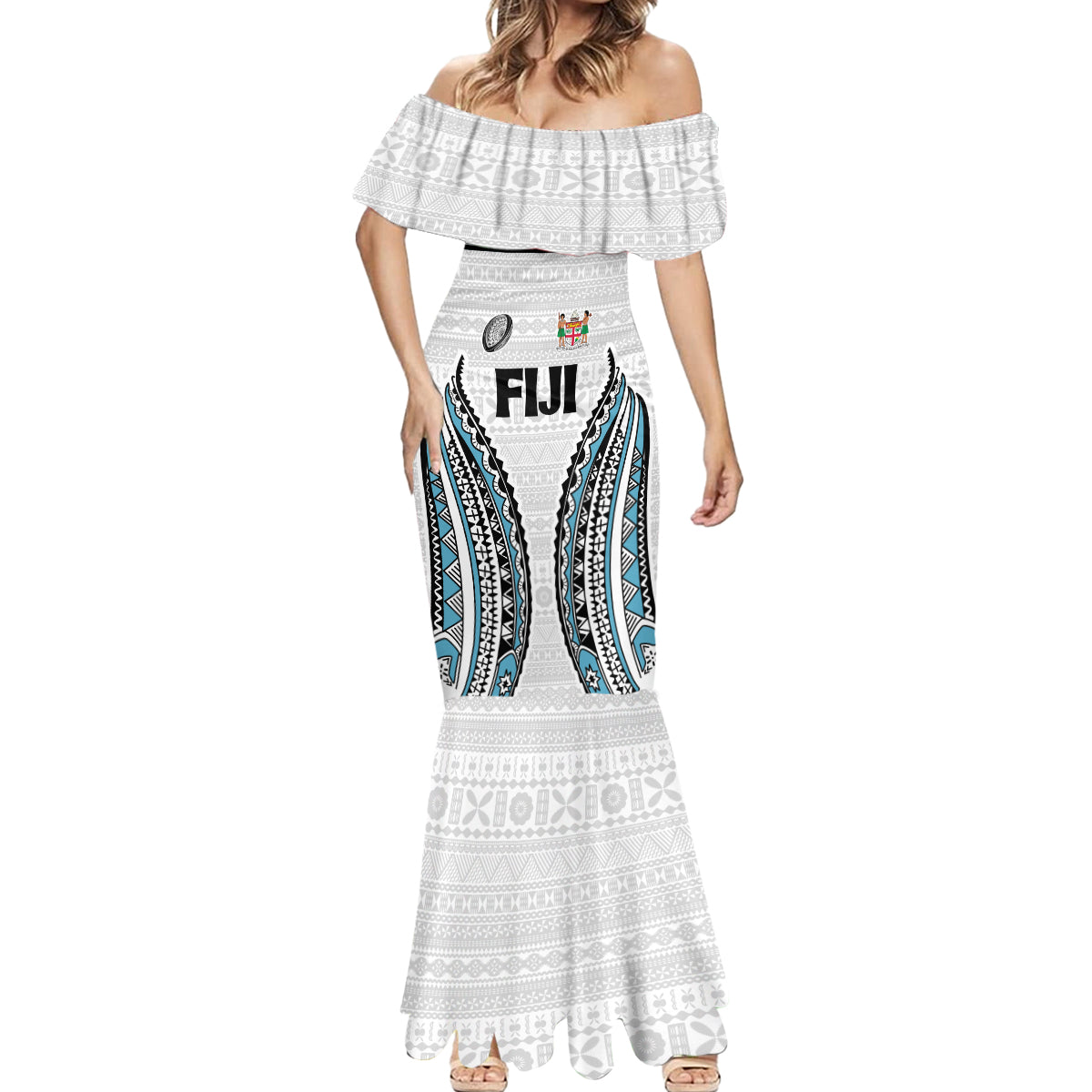 Custom Flying Fijians Rugby Mermaid Dress Tapa Tribal Cloth LT03 - Polynesian Pride
