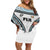 Custom Flying Fijians Rugby Off Shoulder Short Dress Tapa Tribal Cloth LT03 Women White - Polynesian Pride