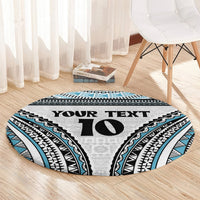 Custom Flying Fijians Rugby Round Carpet Tapa Tribal Cloth
