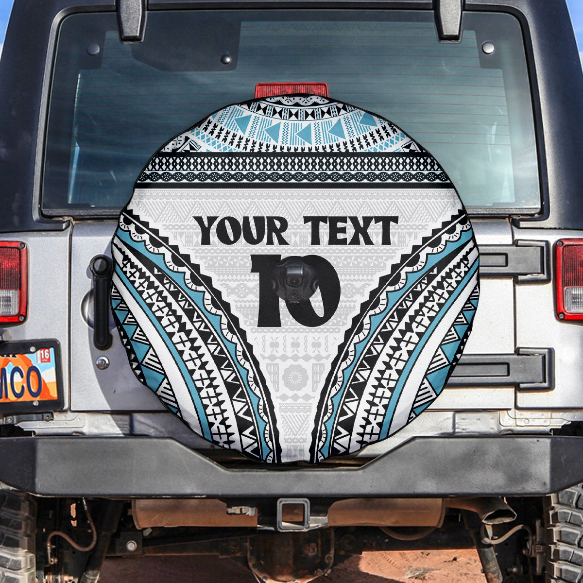 Custom Flying Fijians Rugby Spare Tire Cover Tapa Tribal Cloth