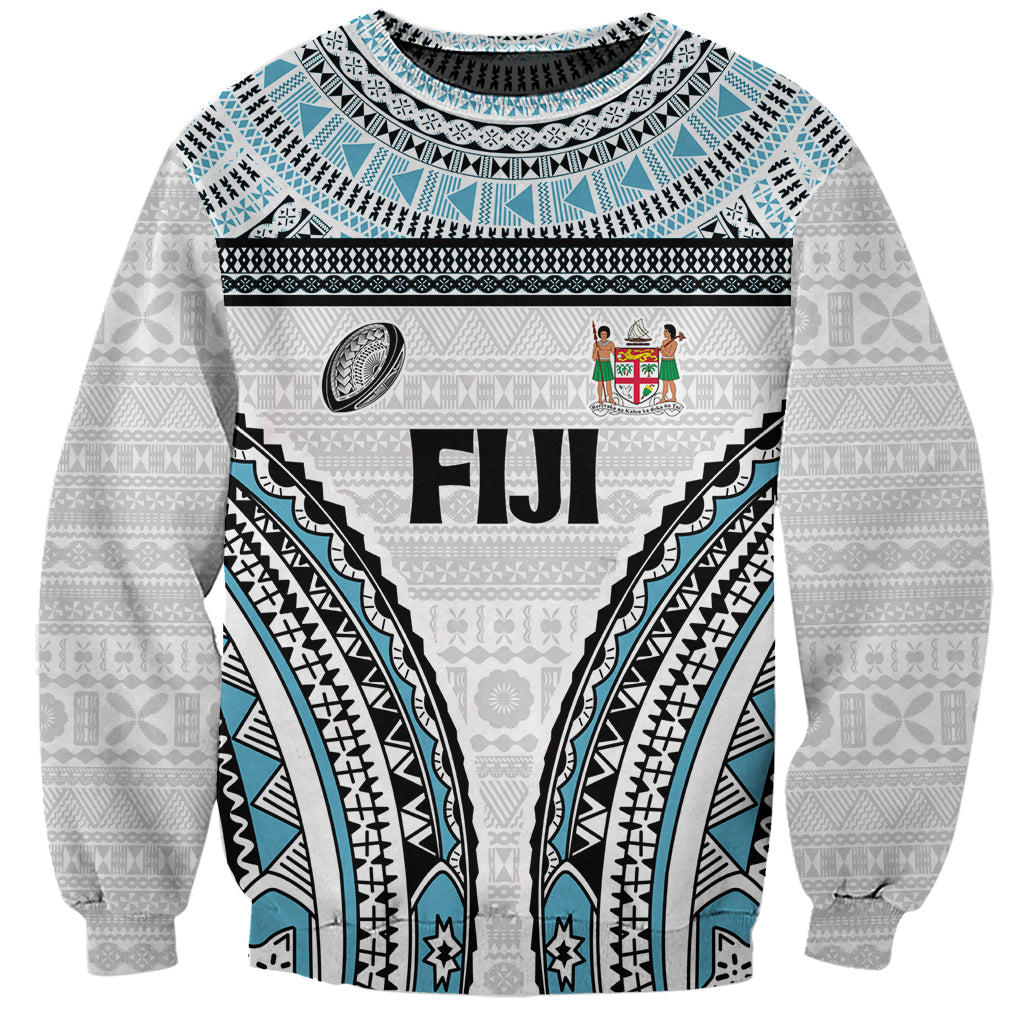 Custom Flying Fijians Rugby Sweatshirt Tapa Tribal Cloth LT03 Unisex White - Polynesian Pride