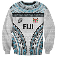 Custom Flying Fijians Rugby Sweatshirt Tapa Tribal Cloth LT03 Unisex White - Polynesian Pride