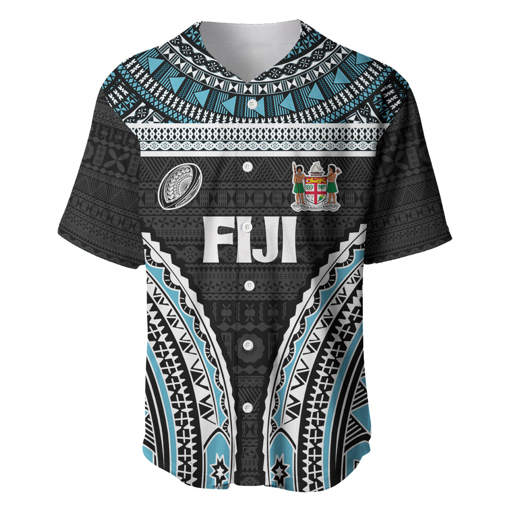 Custom Flying Fijians Rugby Baseball Jersey Tapa Tribal Cloth Black Color LT03 Black - Polynesian Pride