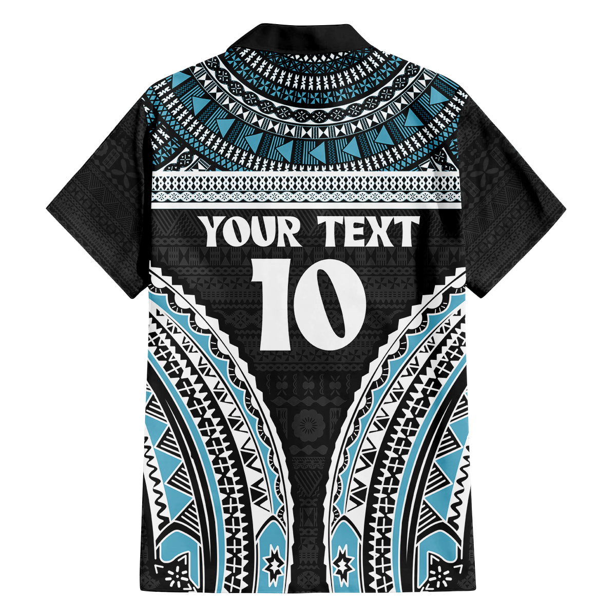 Custom Flying Fijians Rugby Family Matching Puletasi and Hawaiian Shirt Tapa Tribal Cloth Black Color LT03 - Polynesian Pride