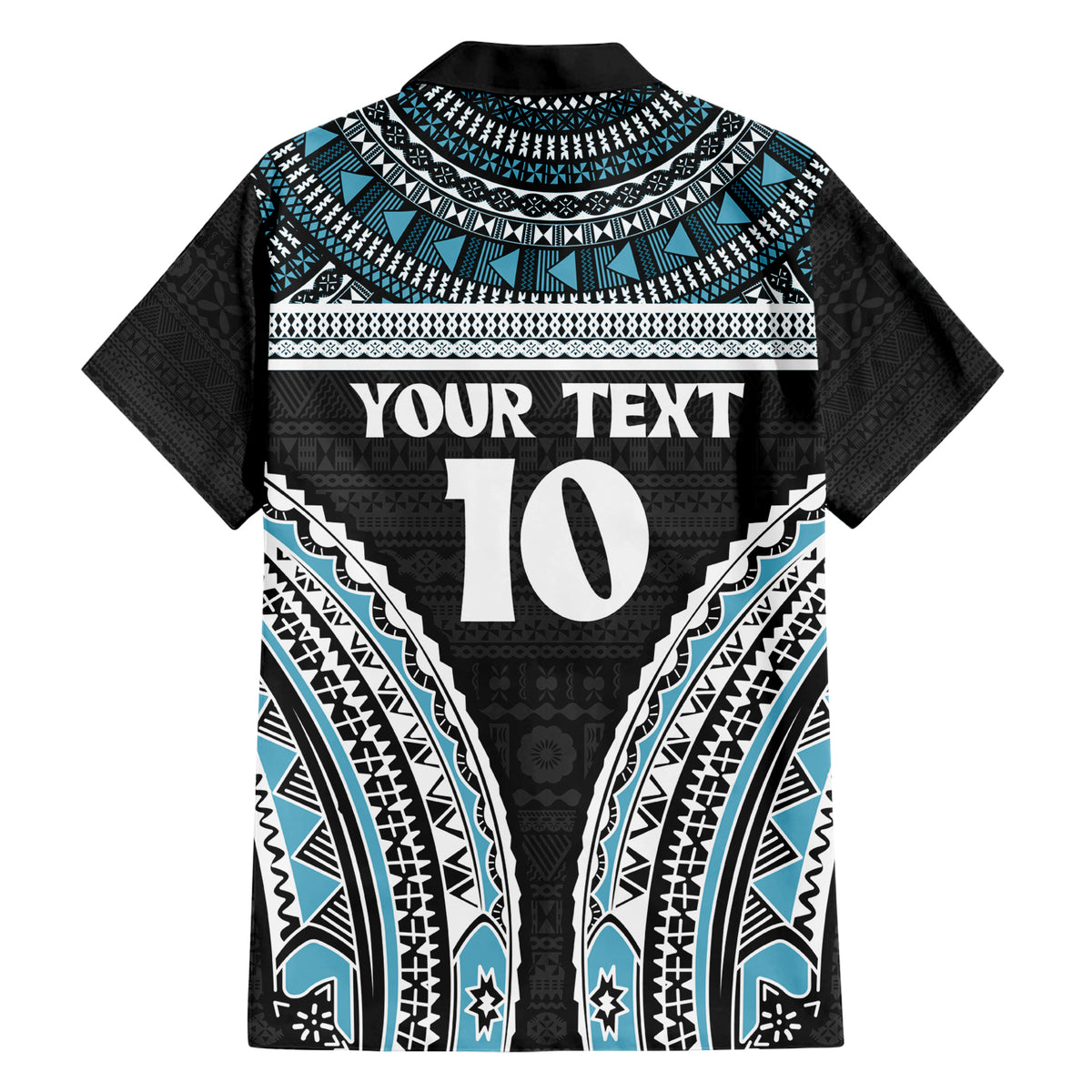 Custom Flying Fijians Rugby Family Matching Short Sleeve Bodycon Dress and Hawaiian Shirt Tapa Tribal Cloth Black Color LT03 - Polynesian Pride