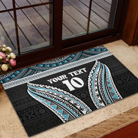 Custom Flying Fijians Rugby Rubber Doormat Tapa Tribal Cloth Black Color