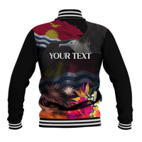 Personalised Kiribati Independence Day Baseball Jacket Frigatebird and Plumeria Hibiscus Flower LT03 - Polynesian Pride