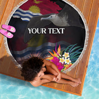 Personalised Kiribati Independence Day Beach Blanket Frigatebird and Plumeria Hibiscus Flower LT03 - Polynesian Pride