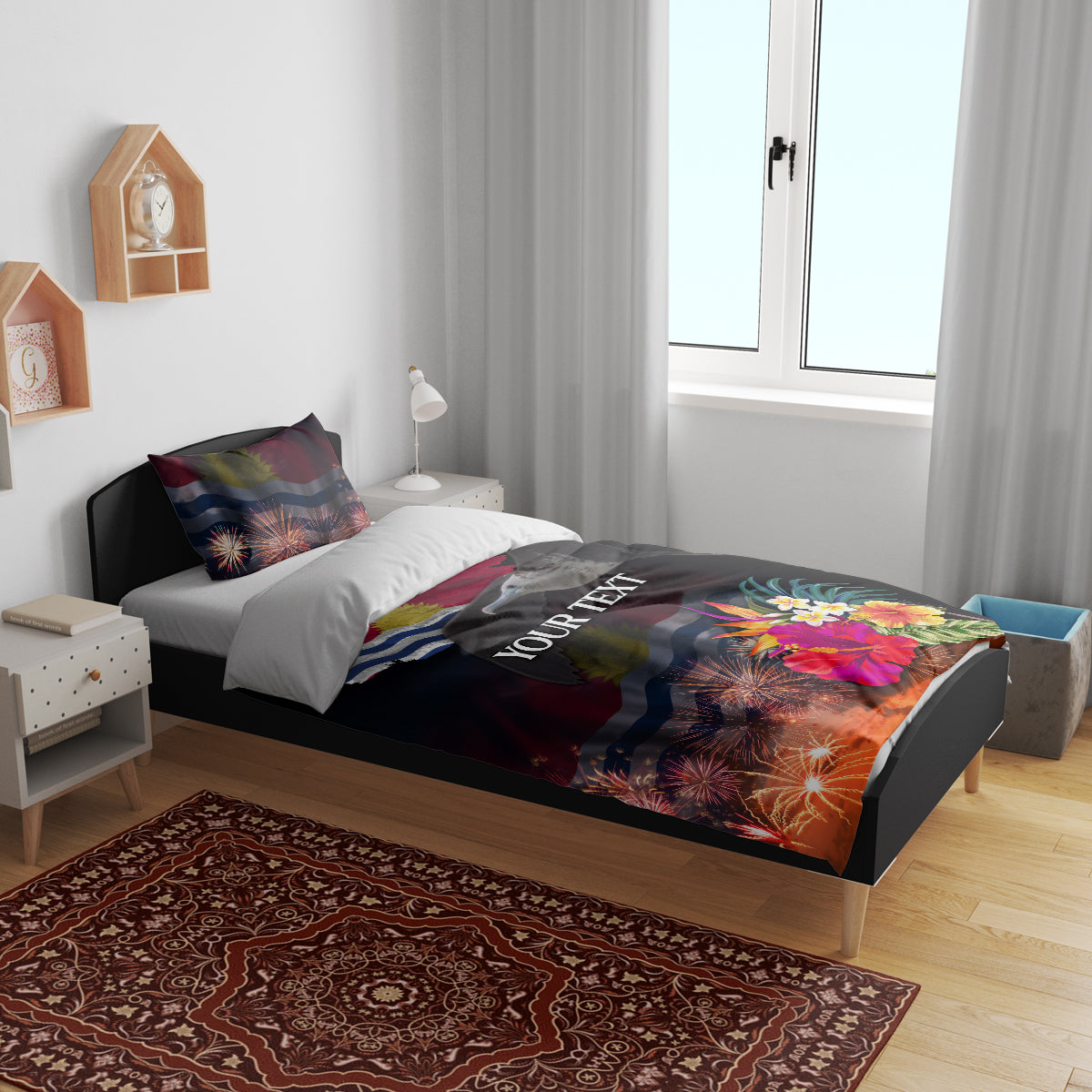 Personalised Kiribati Independence Day Bedding Set Frigatebird and Plumeria Hibiscus Flower LT03 - Polynesian Pride