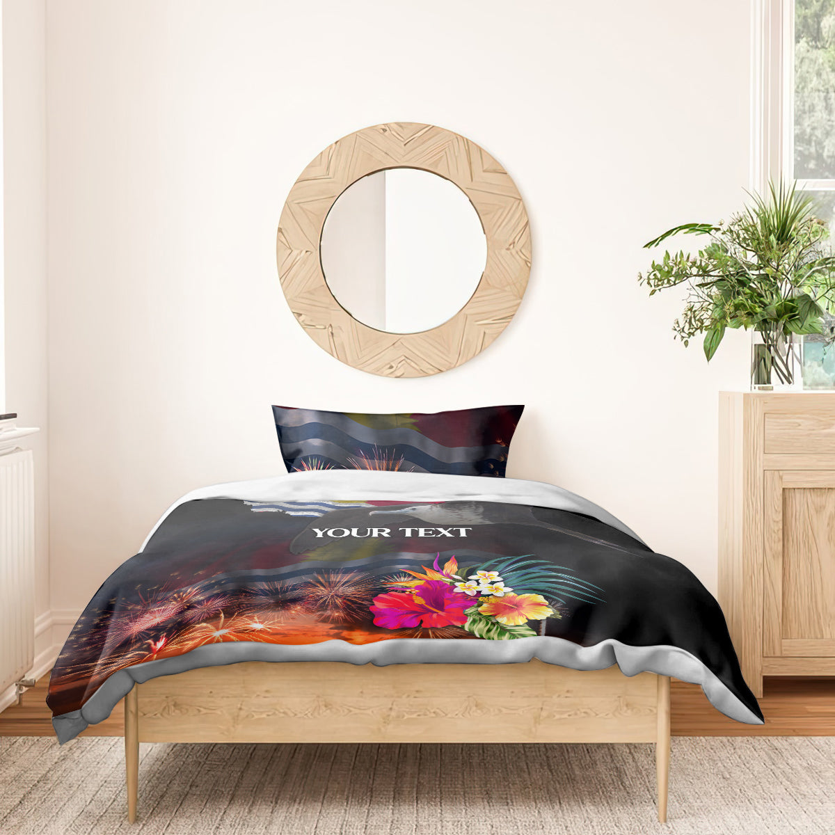 Personalised Kiribati Independence Day Bedding Set Frigatebird and Plumeria Hibiscus Flower LT03 - Polynesian Pride