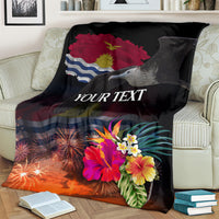 Personalised Kiribati Independence Day Blanket Frigatebird and Plumeria Hibiscus Flower LT03 - Polynesian Pride