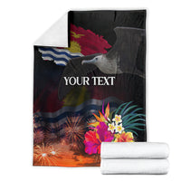 Personalised Kiribati Independence Day Blanket Frigatebird and Plumeria Hibiscus Flower LT03 - Polynesian Pride