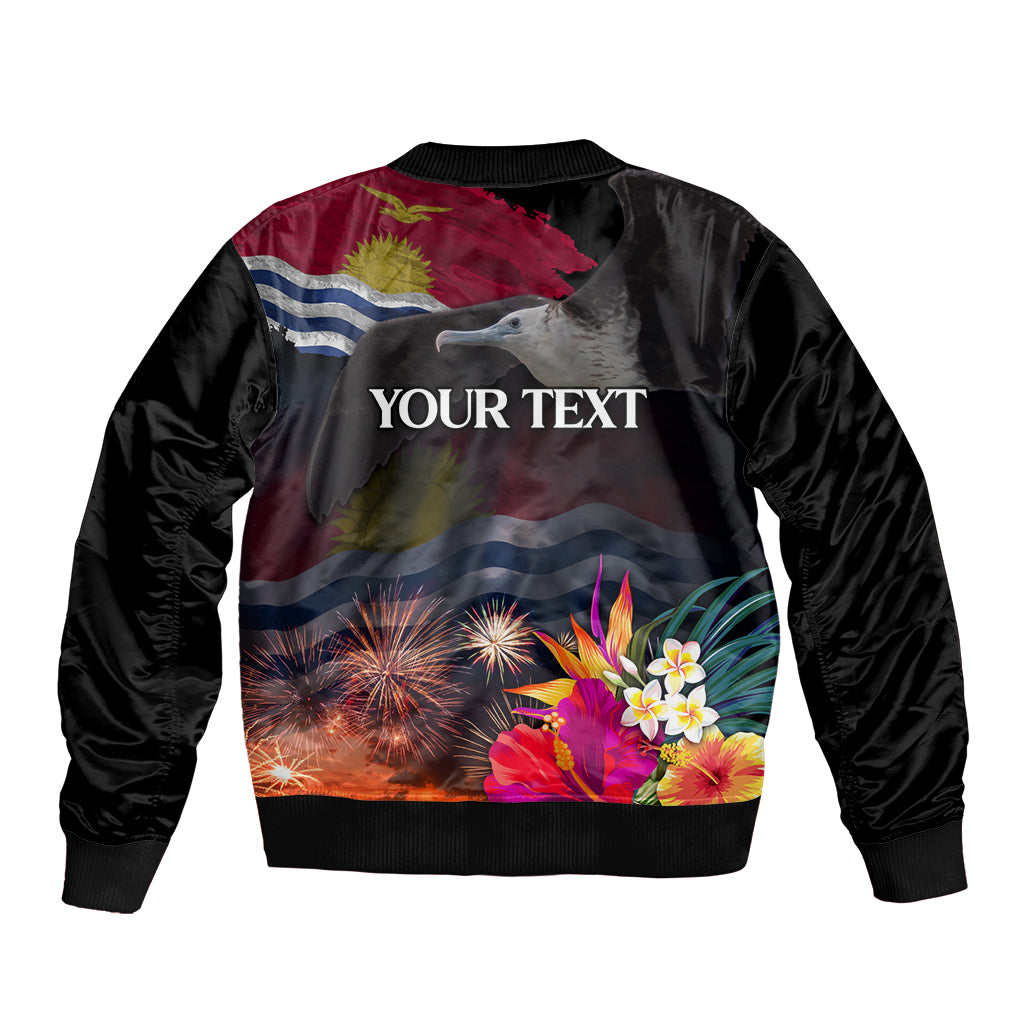 Personalised Kiribati Independence Day Bomber Jacket Frigatebird and Plumeria Hibiscus Flower LT03 - Polynesian Pride