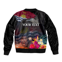 Personalised Kiribati Independence Day Bomber Jacket Frigatebird and Plumeria Hibiscus Flower LT03 - Polynesian Pride