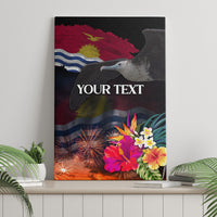 Personalised Kiribati Independence Day Canvas Wall Art Frigatebird and Plumeria Hibiscus Flower LT03 - Polynesian Pride