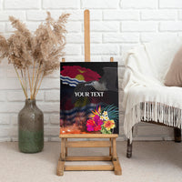 Personalised Kiribati Independence Day Canvas Wall Art Frigatebird and Plumeria Hibiscus Flower LT03 - Polynesian Pride