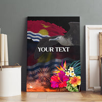 Personalised Kiribati Independence Day Canvas Wall Art Frigatebird and Plumeria Hibiscus Flower LT03 - Polynesian Pride