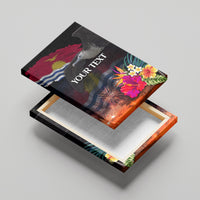Personalised Kiribati Independence Day Canvas Wall Art Frigatebird and Plumeria Hibiscus Flower LT03 - Polynesian Pride