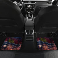 Personalised Kiribati Independence Day Car Mats Frigatebird and Plumeria Hibiscus Flower LT03 Set 2pcs - Back Black - Polynesian Pride