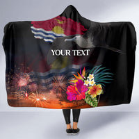 Personalised Kiribati Independence Day Hooded Blanket Frigatebird and Plumeria Hibiscus Flower LT03 - Polynesian Pride