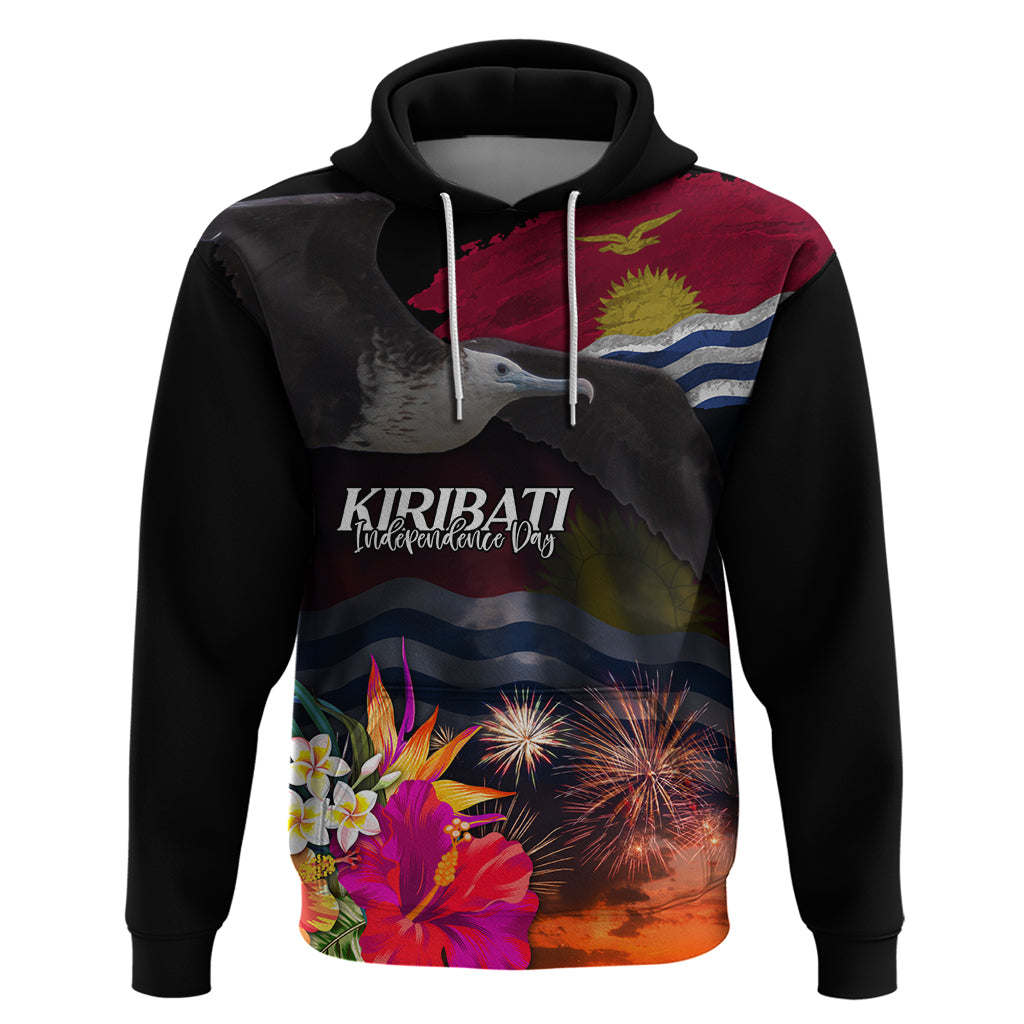 Kiribati Independence Day Hoodie Frigatebird and Plumeria Hibiscus Flower