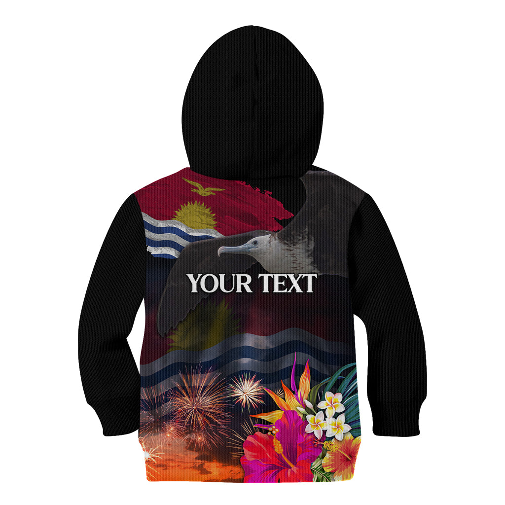 Kiribati Independence Day Kid Hoodie Frigatebird and Plumeria Hibiscus Flower