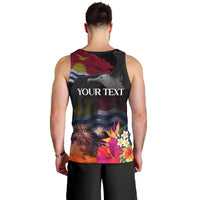 Personalised Kiribati Independence Day Men Tank Top Frigatebird and Plumeria Hibiscus Flower LT03 - Polynesian Pride