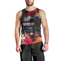 Personalised Kiribati Independence Day Men Tank Top Frigatebird and Plumeria Hibiscus Flower LT03 - Polynesian Pride