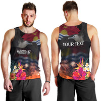 Personalised Kiribati Independence Day Men Tank Top Frigatebird and Plumeria Hibiscus Flower LT03 - Polynesian Pride