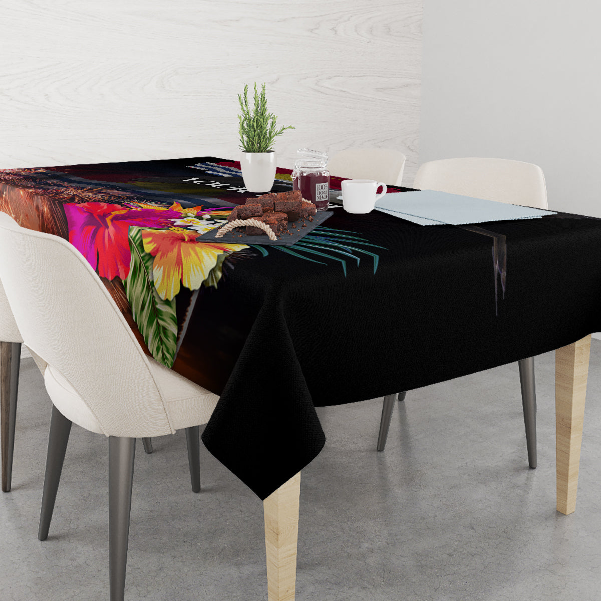 Personalised Kiribati Independence Day Tablecloth Frigatebird and Plumeria Hibiscus Flower LT03 - Polynesian Pride