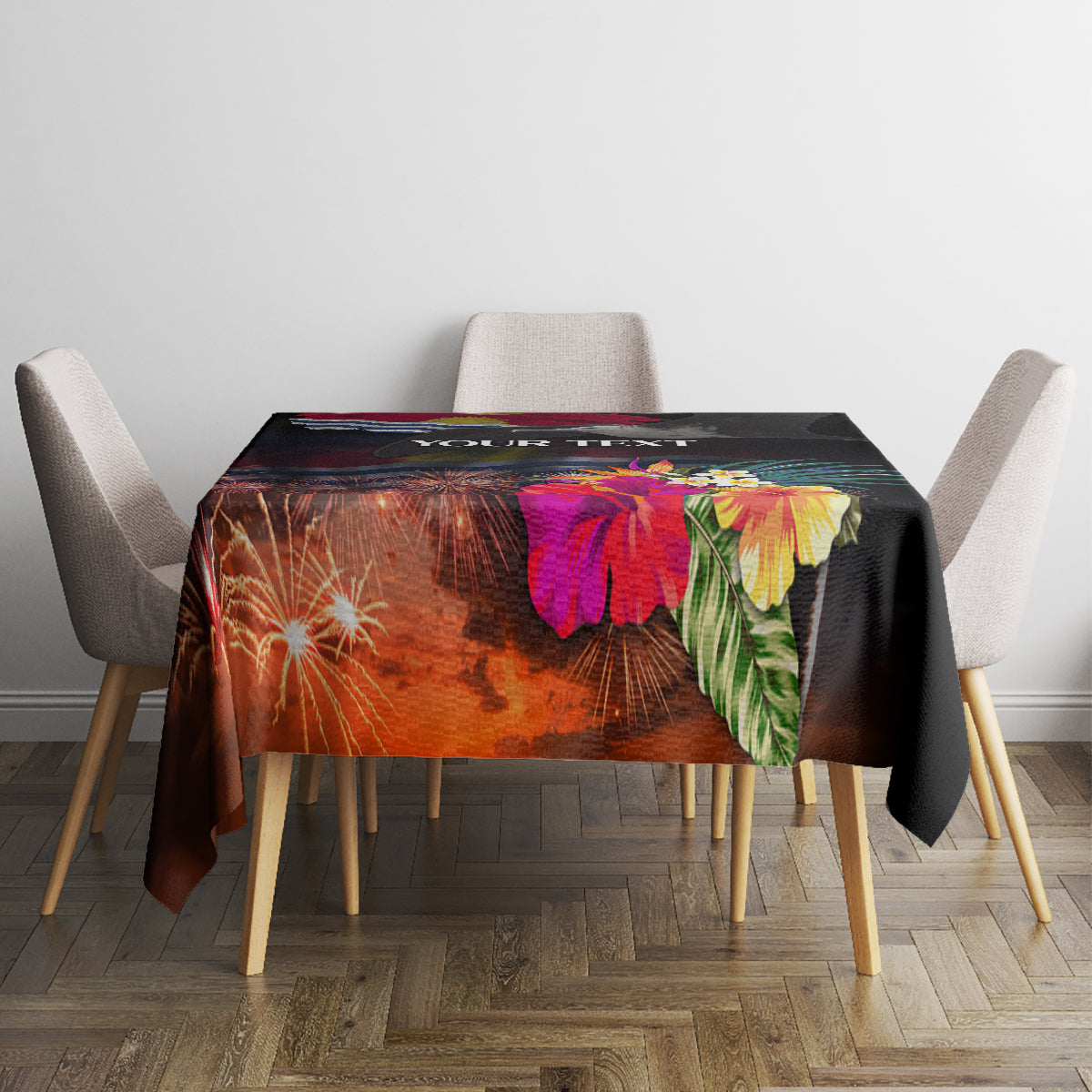 Personalised Kiribati Independence Day Tablecloth Frigatebird and Plumeria Hibiscus Flower LT03 - Polynesian Pride