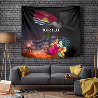 Personalised Kiribati Independence Day Tapestry Frigatebird and Plumeria Hibiscus Flower LT03 - Polynesian Pride
