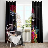 Personalised Kiribati Independence Day Window Curtain Frigatebird and Plumeria Hibiscus Flower LT03 - Polynesian Pride