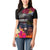 Kiribati Independence Day Women Polo Shirt Frigatebird and Plumeria Hibiscus Flower