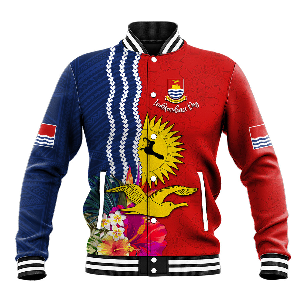 Personalised Kiribati Independence Day Baseball Jacket Kiribati Map With Flag Color LT03 Unisex Red - Polynesian Pride