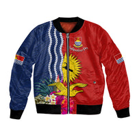 Personalised Kiribati Independence Day Bomber Jacket Kiribati Map With Flag Color LT03 Unisex Red - Polynesian Pride