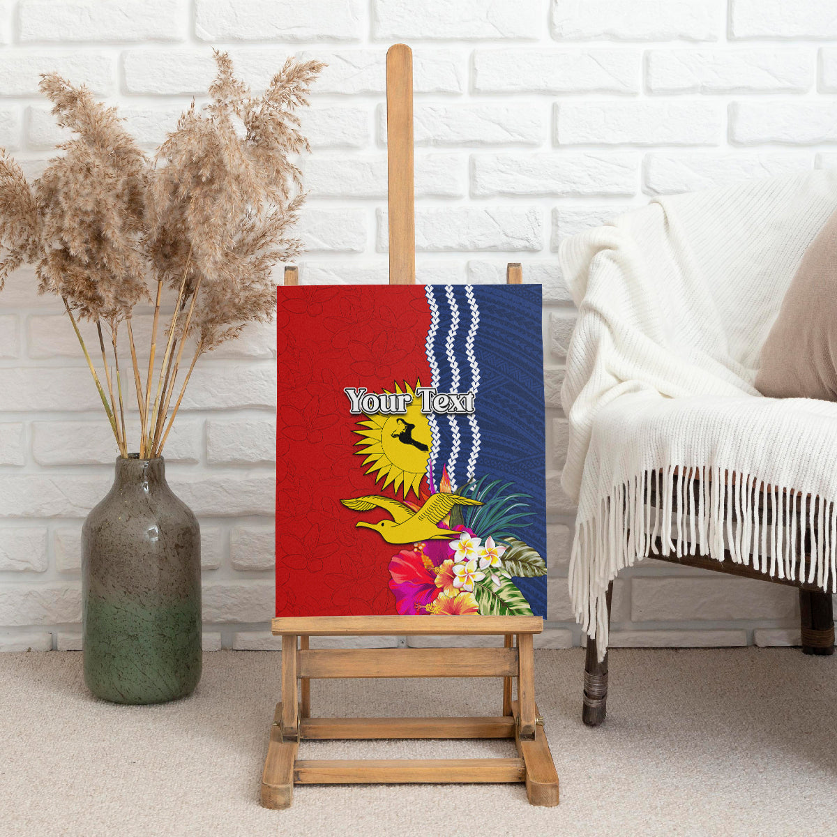Personalised Kiribati Independence Day Canvas Wall Art Kiribati Map With Flag Color LT03 - Polynesian Pride