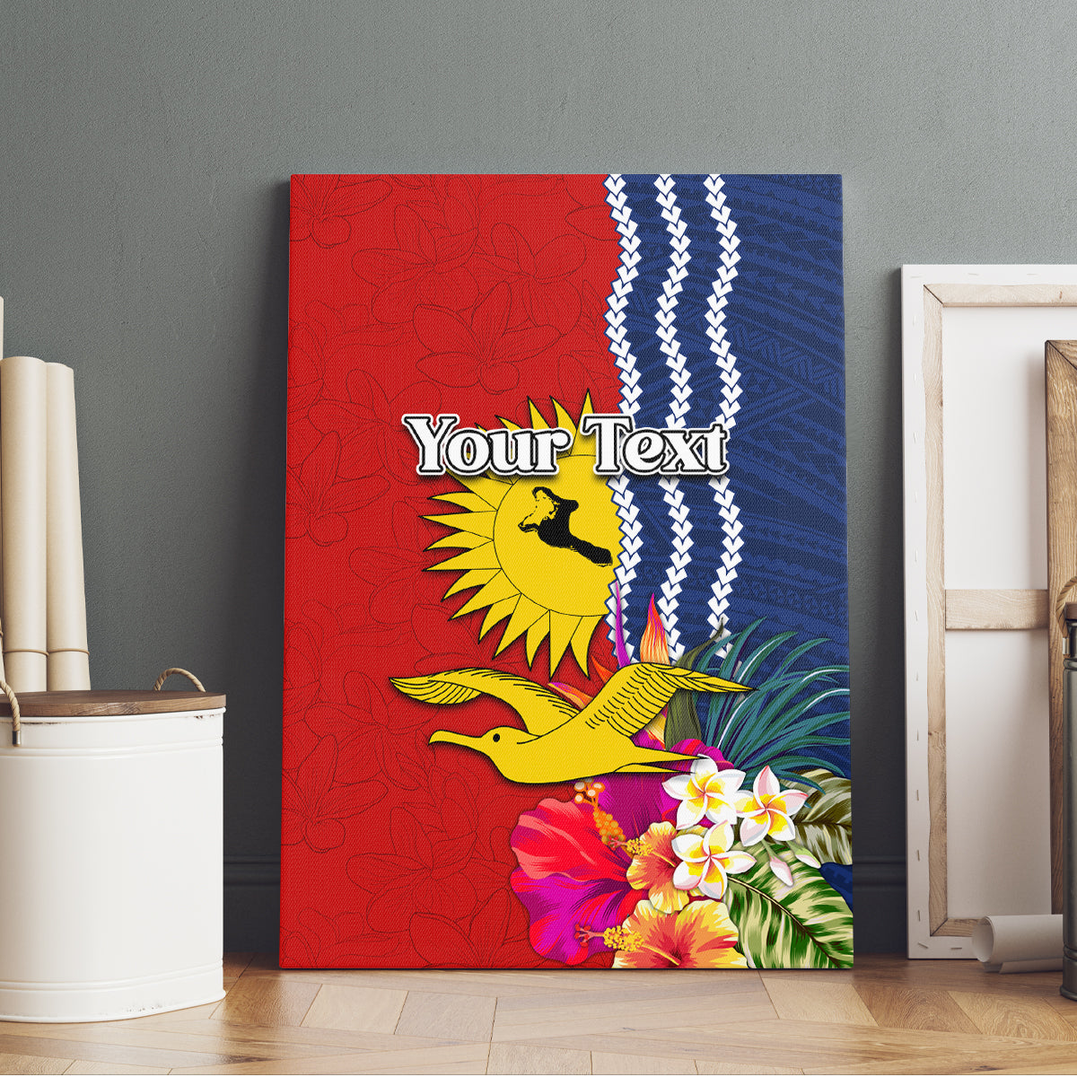 Personalised Kiribati Independence Day Canvas Wall Art Kiribati Map With Flag Color LT03 - Polynesian Pride