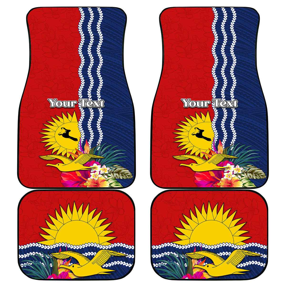 Personalised Kiribati Independence Day Car Mats Kiribati Map With Flag Color LT03 - Polynesian Pride