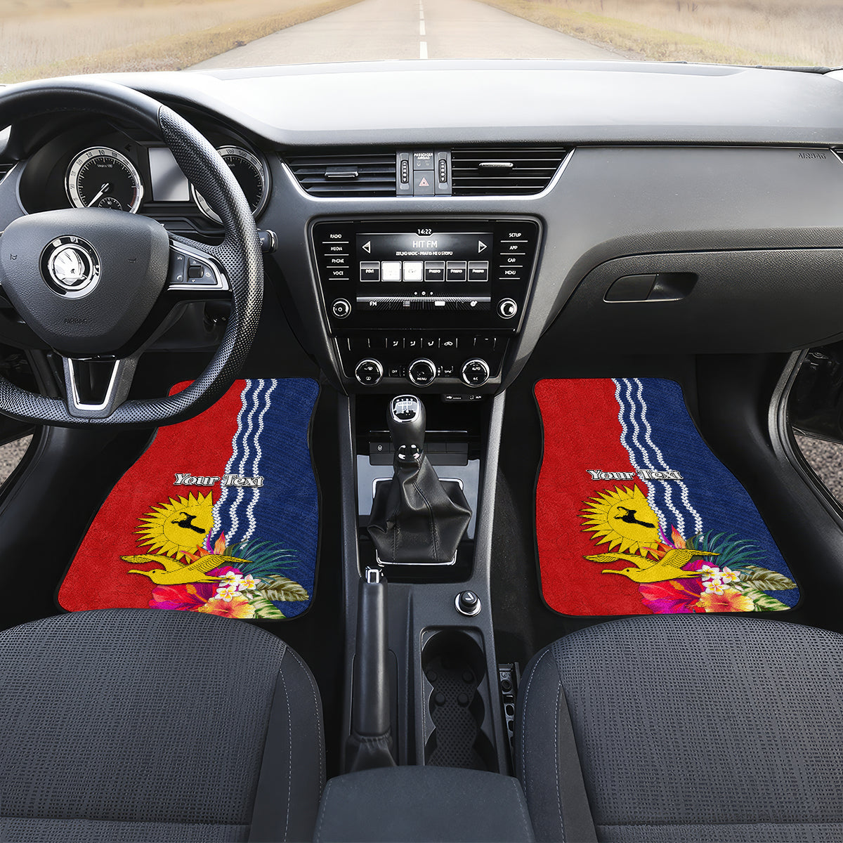 Personalised Kiribati Independence Day Car Mats Kiribati Map With Flag Color LT03 Set 2pcs - Front Red - Polynesian Pride