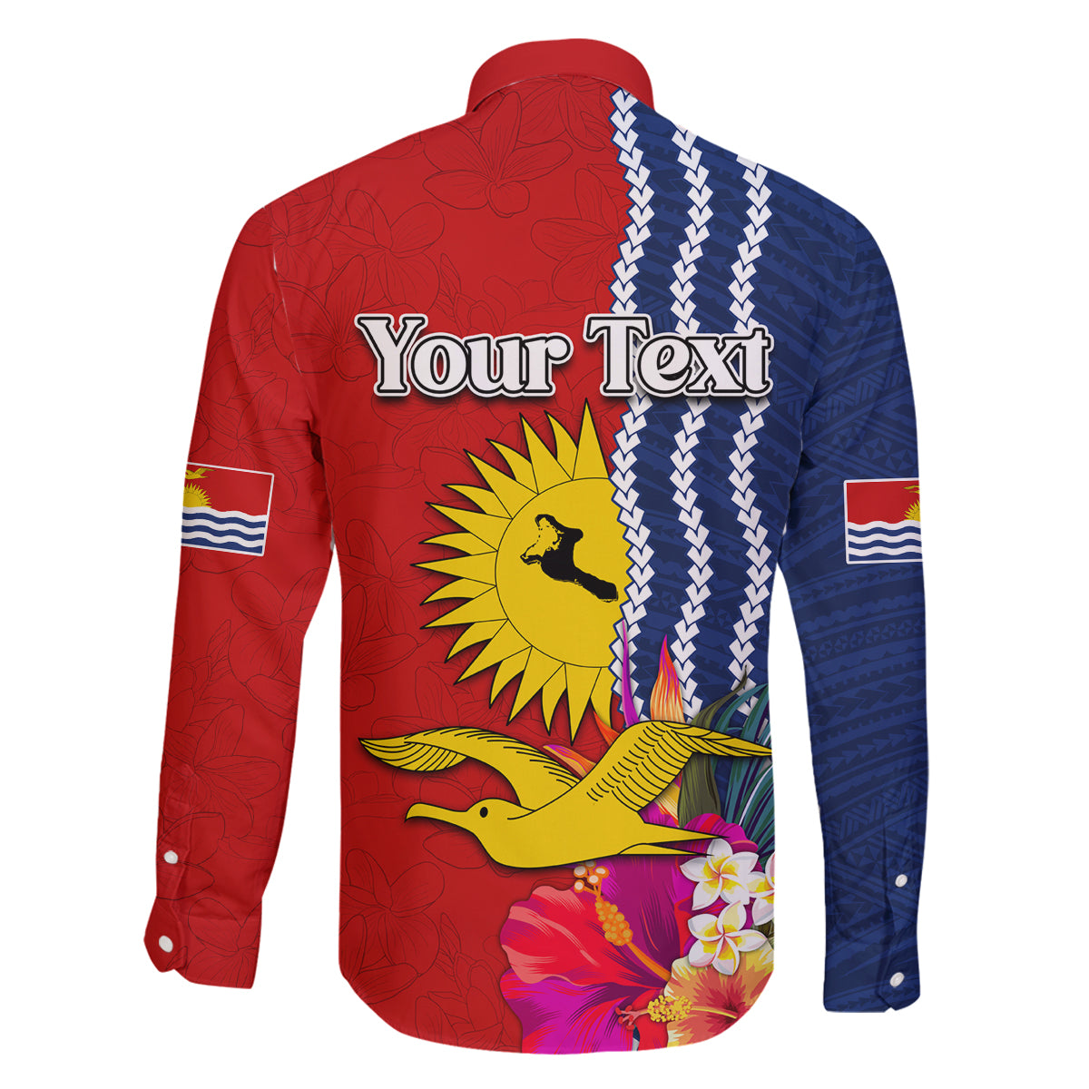 Personalised Kiribati Independence Day Family Matching Off The Shoulder Long Sleeve Dress and Hawaiian Shirt Kiribati Map With Flag Color LT03 - Polynesian Pride