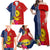 Kiribati Independence Day Family Matching Off Shoulder Maxi Dress and Hawaiian Shirt Kiribati Map With Flag Color