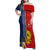 Kiribati Independence Day Family Matching Off Shoulder Maxi Dress and Hawaiian Shirt Kiribati Map With Flag Color