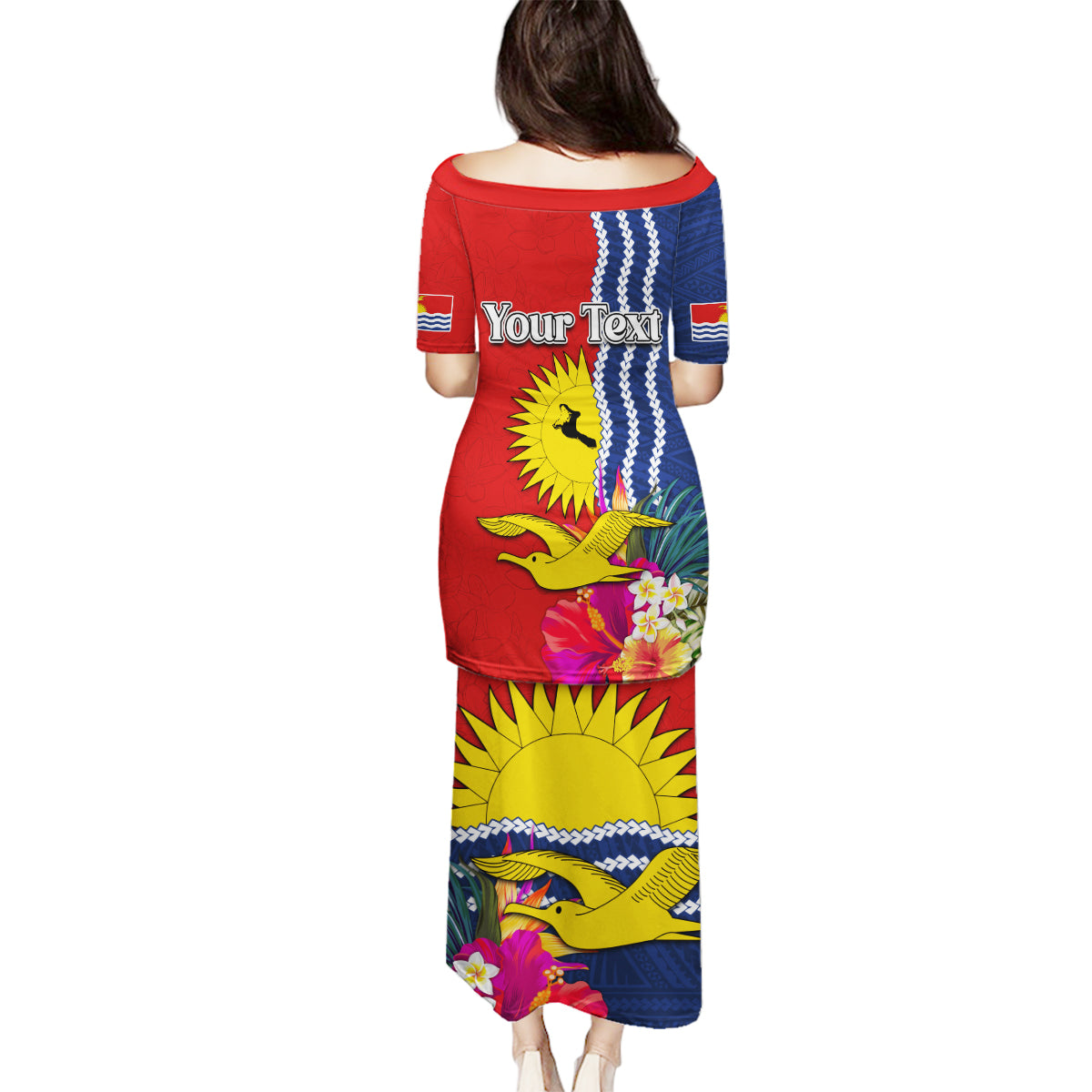 Personalised Kiribati Independence Day Family Matching Puletasi and Hawaiian Shirt Kiribati Map With Flag Color LT03 - Polynesian Pride