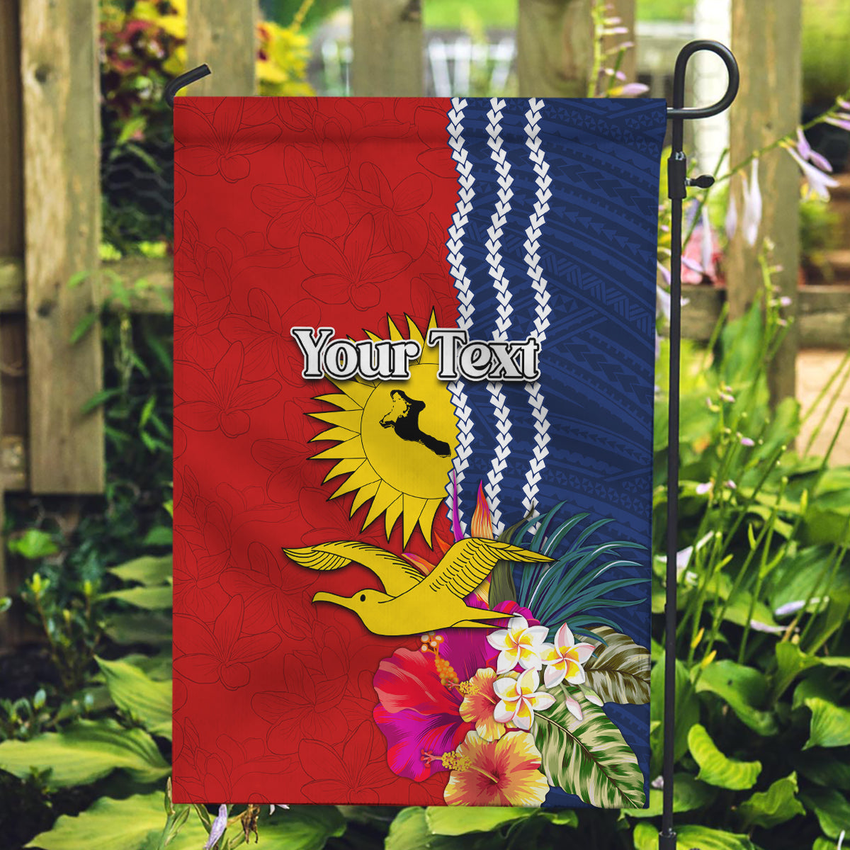 Personalised Kiribati Independence Day Garden Flag Kiribati Map With Flag Color LT03 Garden Flag Red - Polynesian Pride